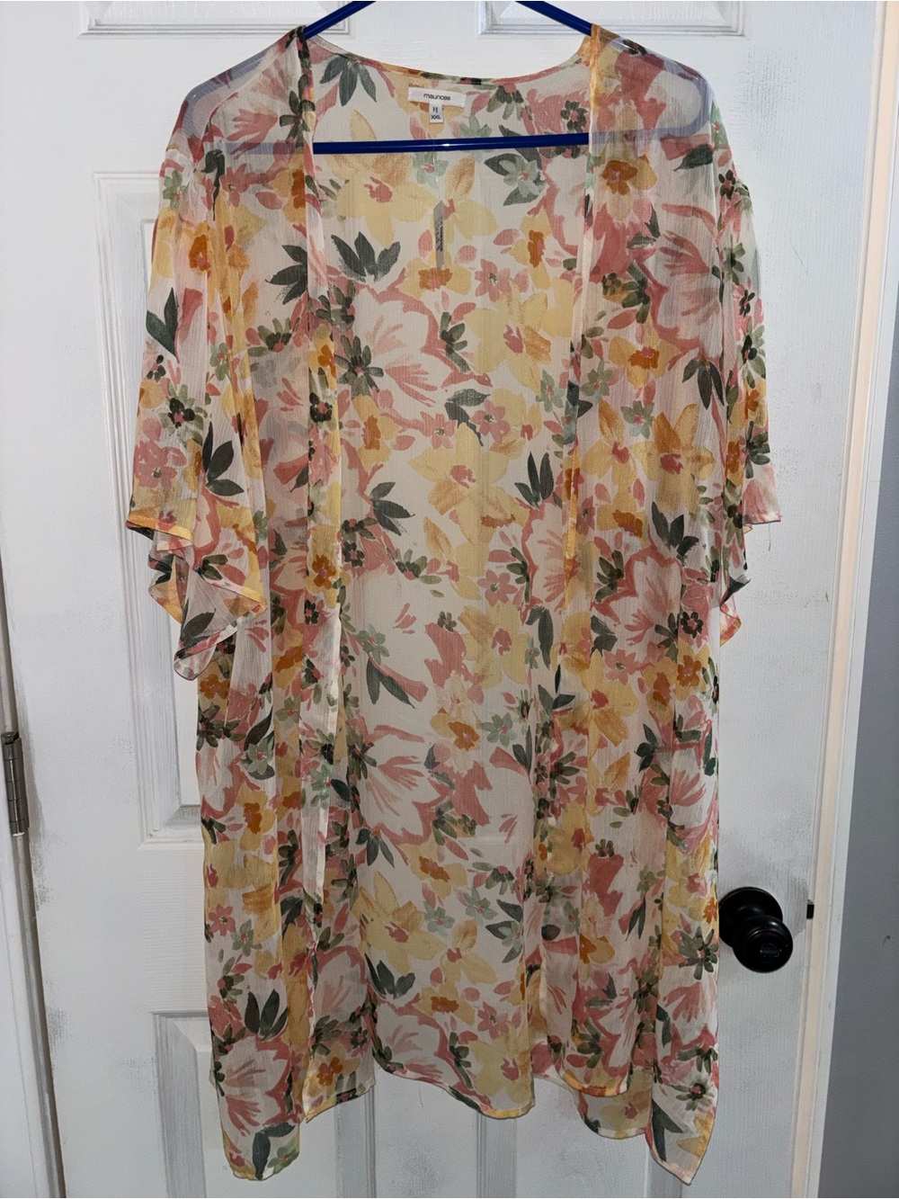 Maurices Floral Sheer Kimono Cover-Up - Pink & Yellow